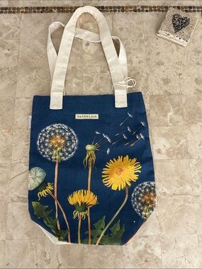 NEW Cavallini & Co. Dandelion Canvas Tote Bag vintage botanical illustrations